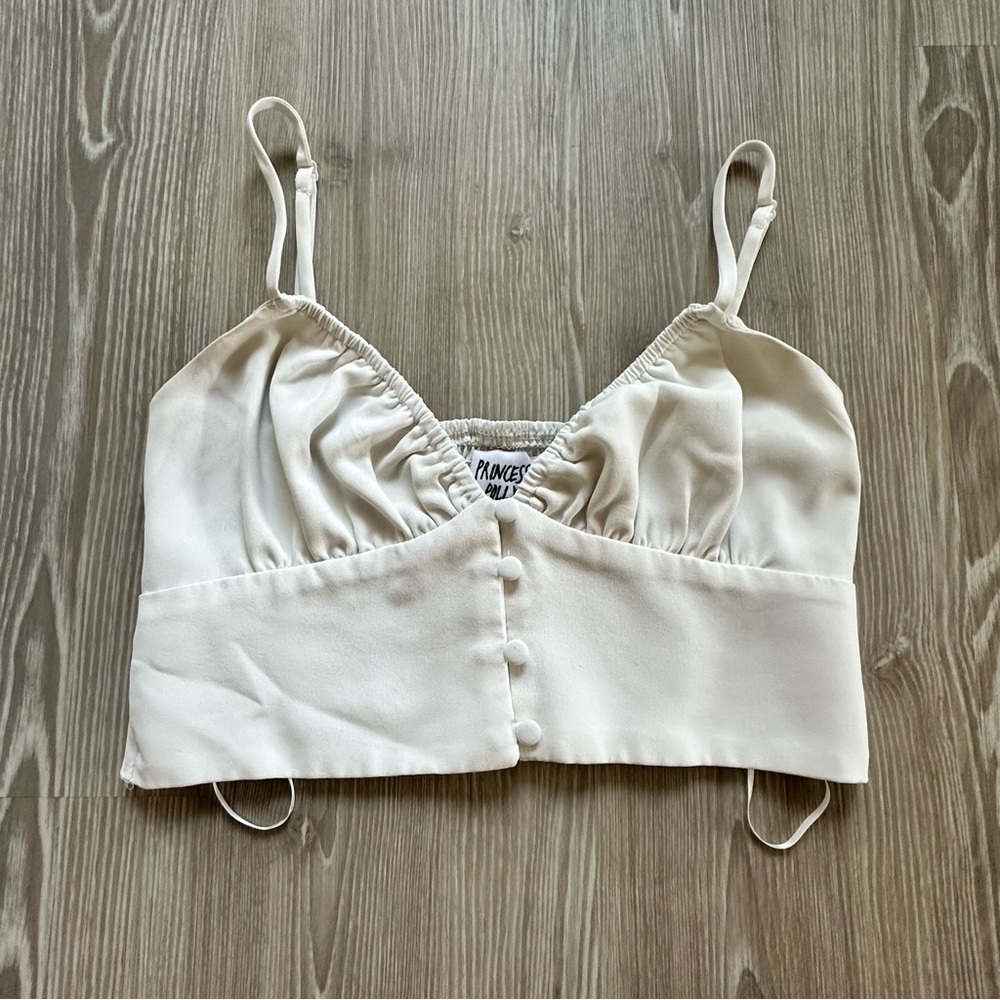 princess polly - white vneck tank with buttons